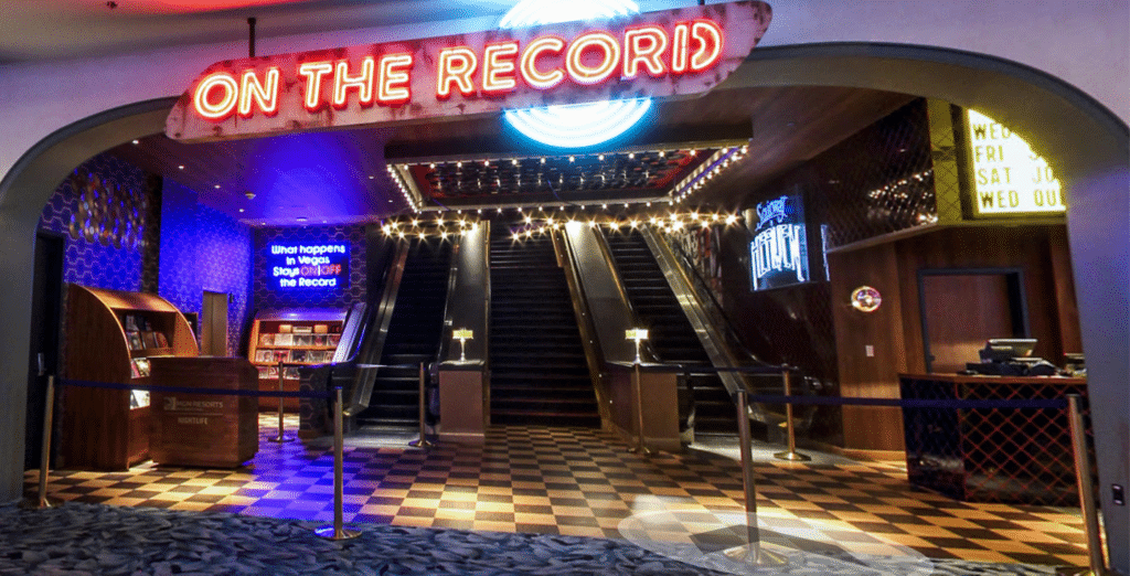 View of On The Record from the Park MGM Casino Floor